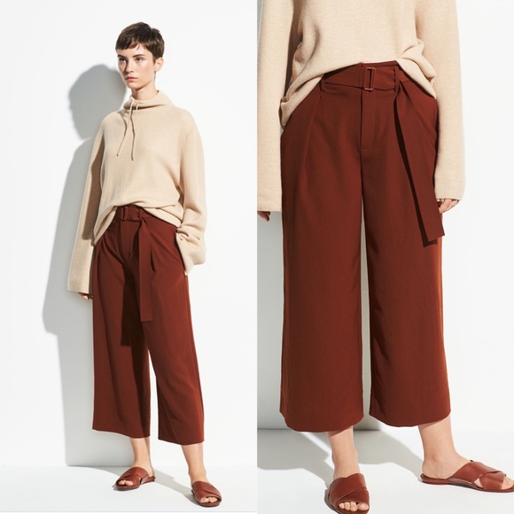 VINCE belted high waisted flared pants